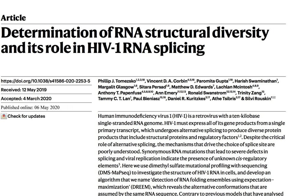 HIV RNA alternative structures paper figure